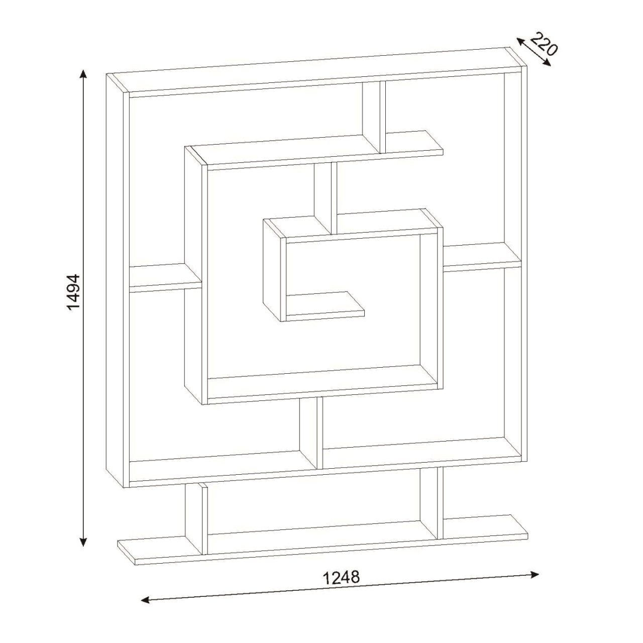 Biblioteca, Geo Labyrinth, UnicUtil, 124.8 x 22 x 149.4 cm, Alb - imagine 6