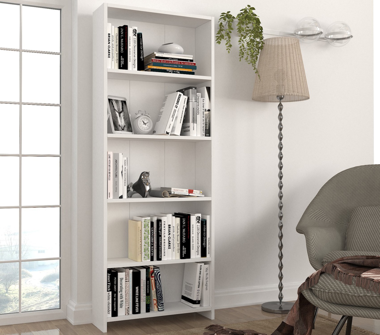 Biblioteca, Slim Vogue, UnicUtil, 60.6 x 19.5 x 160 cm, Alb - imagine 4