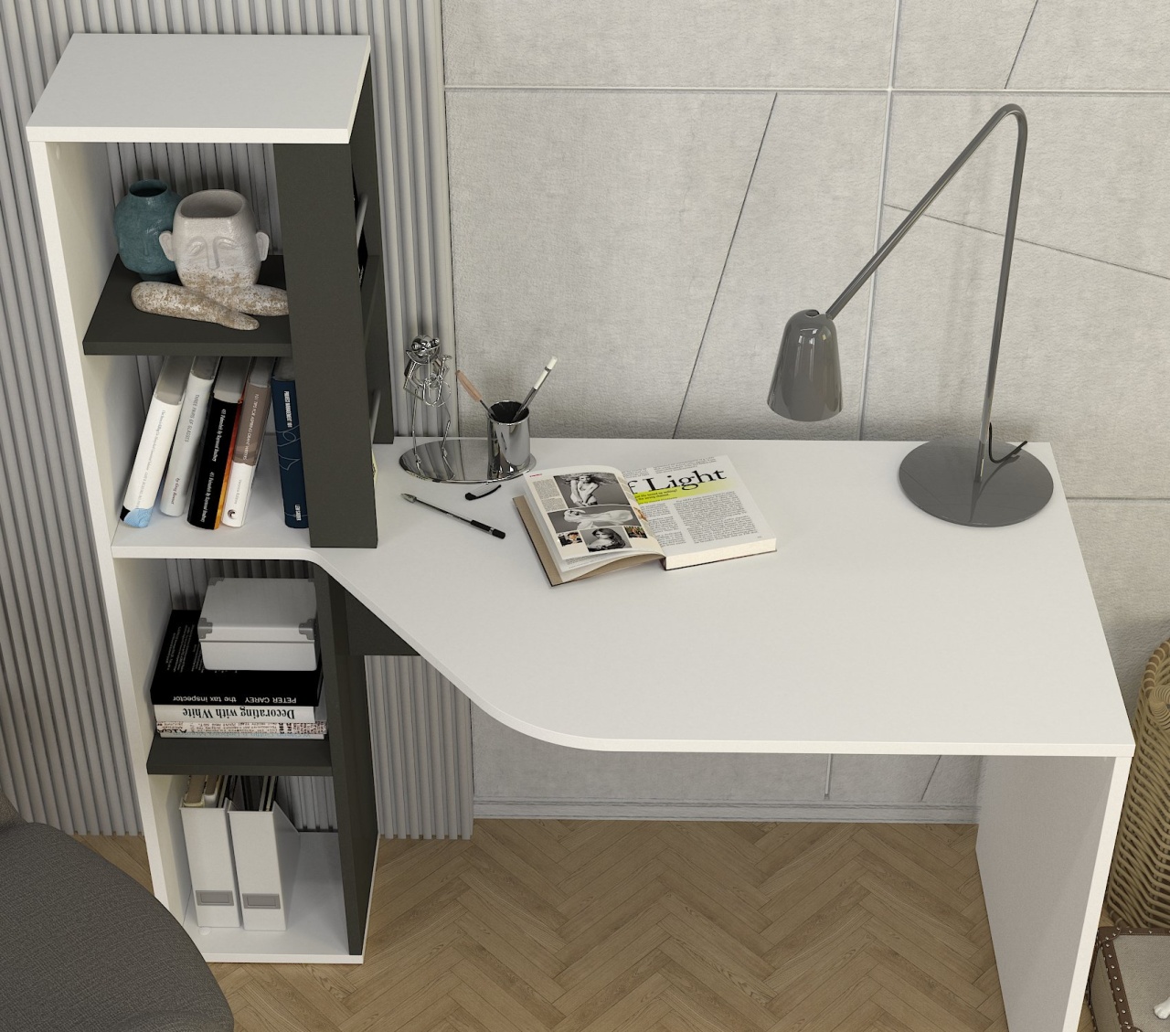 Birou, Classic Vision, UnicUtil, Alb-Gri - imagine 2