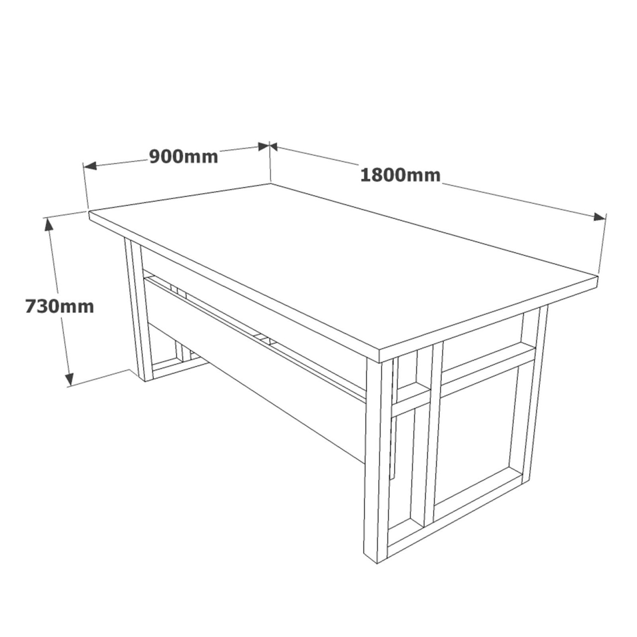 Birou de studiu, Mn01 Ba, UnicUtil, Nuc, Lățime: 180 cm, Înălțime: 73 cm, Adâncime: 90 cm - view 5