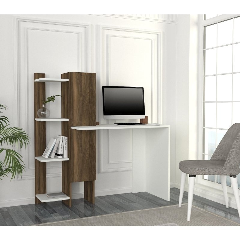 Birou, Elegant Space, UnicUtil, 116.7 x 45 x 120 cm, Alb si Maro - imagine 3
