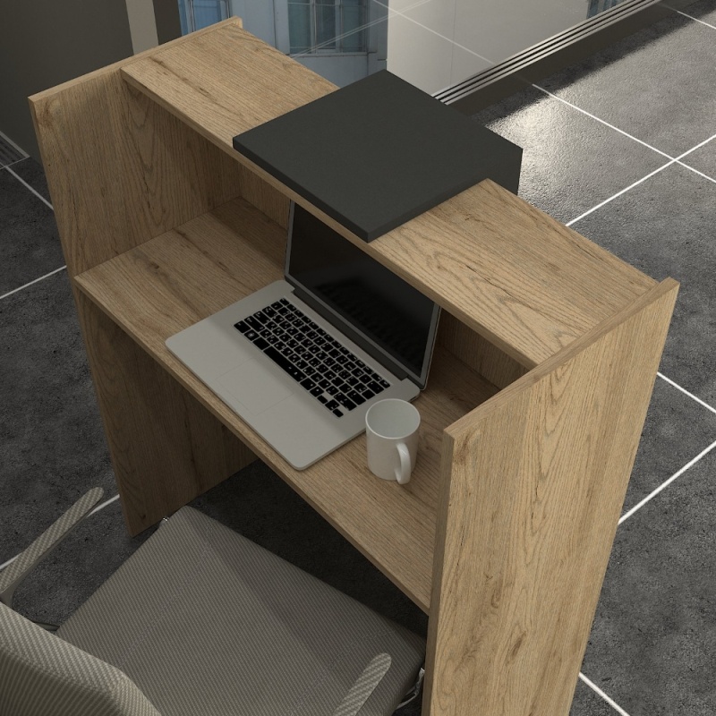 Birou recepție, Hola Front Desk, UnicUtil, Bej-Gri, 90 cm - imagine 3