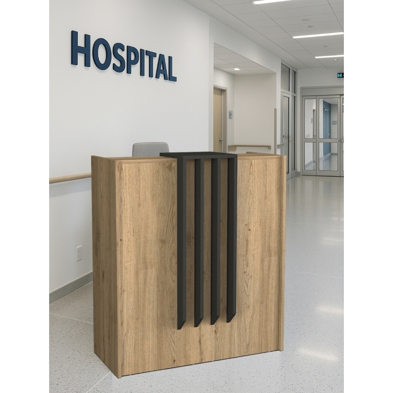 Birou recepție, Hola Front Desk, UnicUtil, Bej-Gri, 90 cm - imagine 6