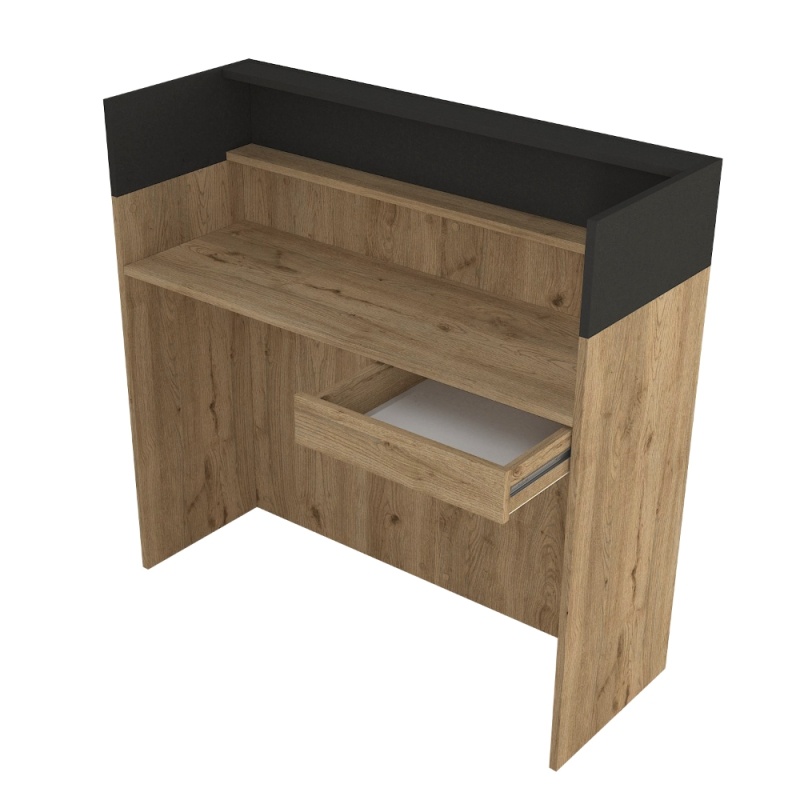 Birou recepție, Wilko LED Front Desk, UnicUtil, Bej-Gri, 110 cm - imagine 5