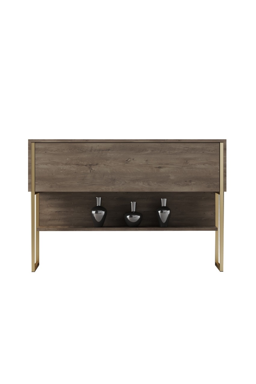 Comodă, Luxe Gold, UnicUtil, Auriu-Nuc, Lățime: 120 cm, Înălțime: 80 cm, Adâncime: 30 cm - view 8