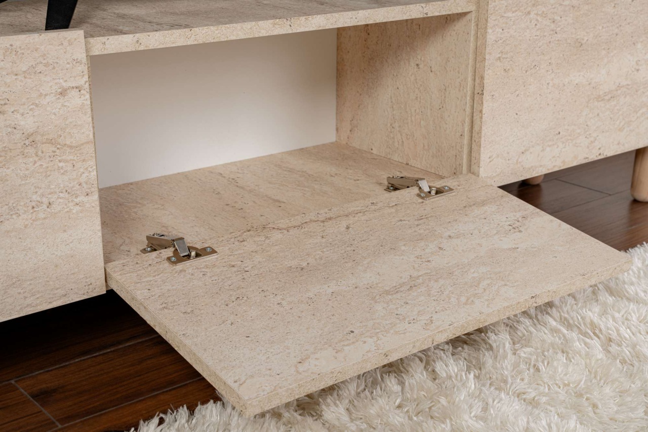Comoda TV, Alvin Travertine, UnicUtil, Travertin, Lățime: 180 cm, Înălțime: 42 cm, Adâncime: 31,4 cm - view 4
