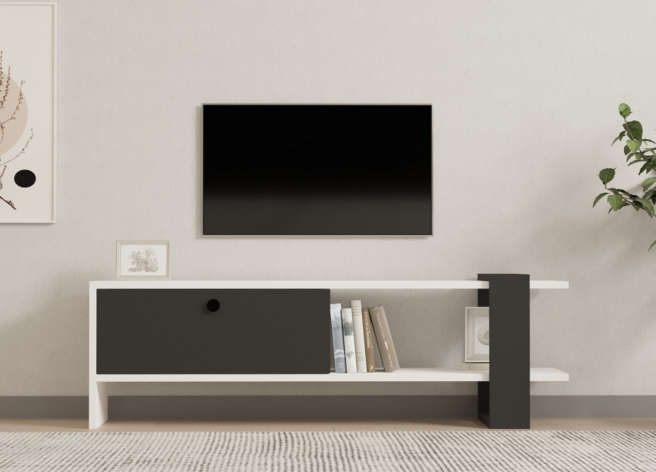 Comoda TV, Funda Design, UnicUtil, Antracit-Alb, Lățime: 120 cm, Înălțime: 36,8 cm , Adâncime: 25 cm, 835PUQ3029 - view 2