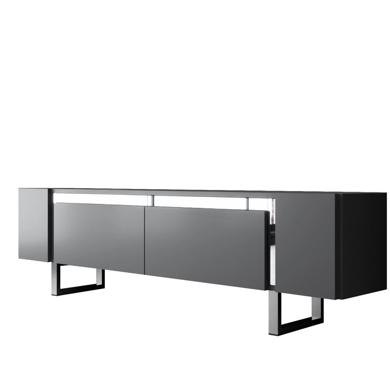Comoda TV, Yildiz Anthracite, UnicUtil, Antracit-Argint, Lățime: 180 cm, Înălțime: 50 cm, Adâncime: 30 cm - imagine 6
