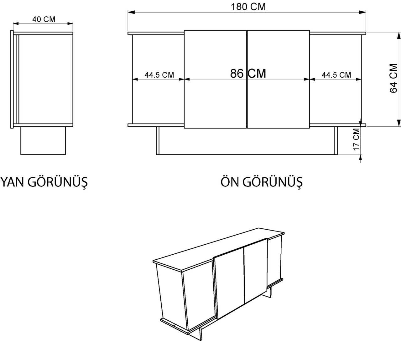 Consolă, Diana Sand, UnicUtil, Nisip-Nuc, Lățime: 180 cm, Înălțime: 81 cm, Adâncime: 40 cm - view 4