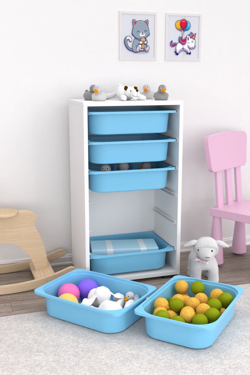 Dulap multifunctional, Grove storm, UnicUtil, Culoarea Alb Albastru - 2 | YEO