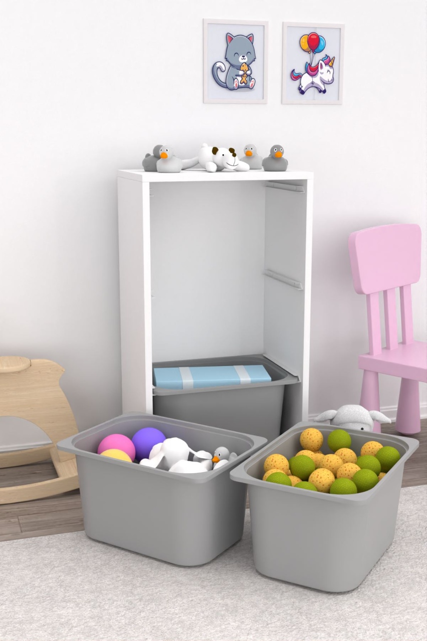 Dulap multifunctional, Stone wave, UnicUtil, Culoarea Alb Gri - 2 | YEO