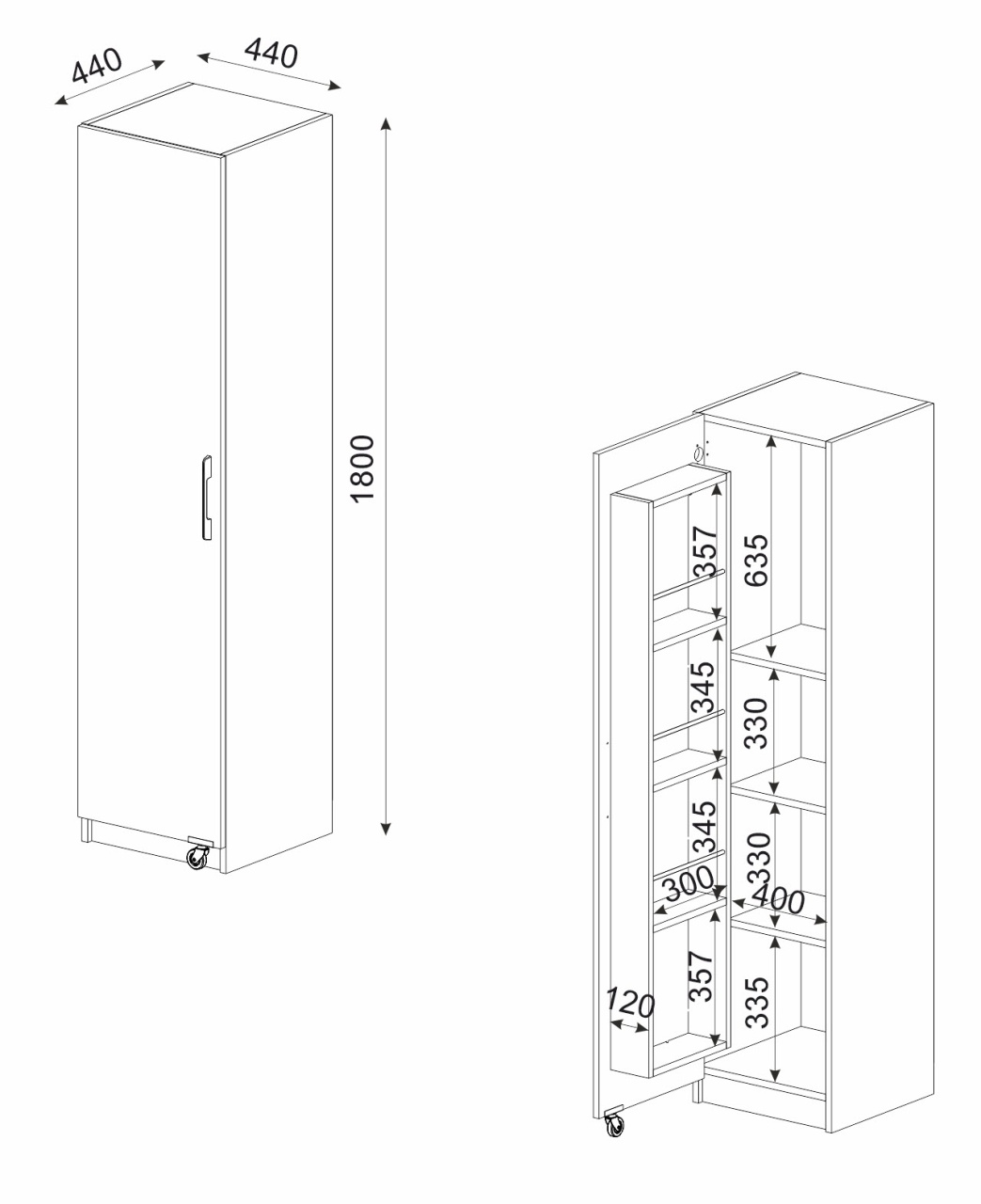 Dulap Organizator Baie/Bucatarie UnicUtil, 44 x 44 x 180 cm, Alb - 2 | YEO