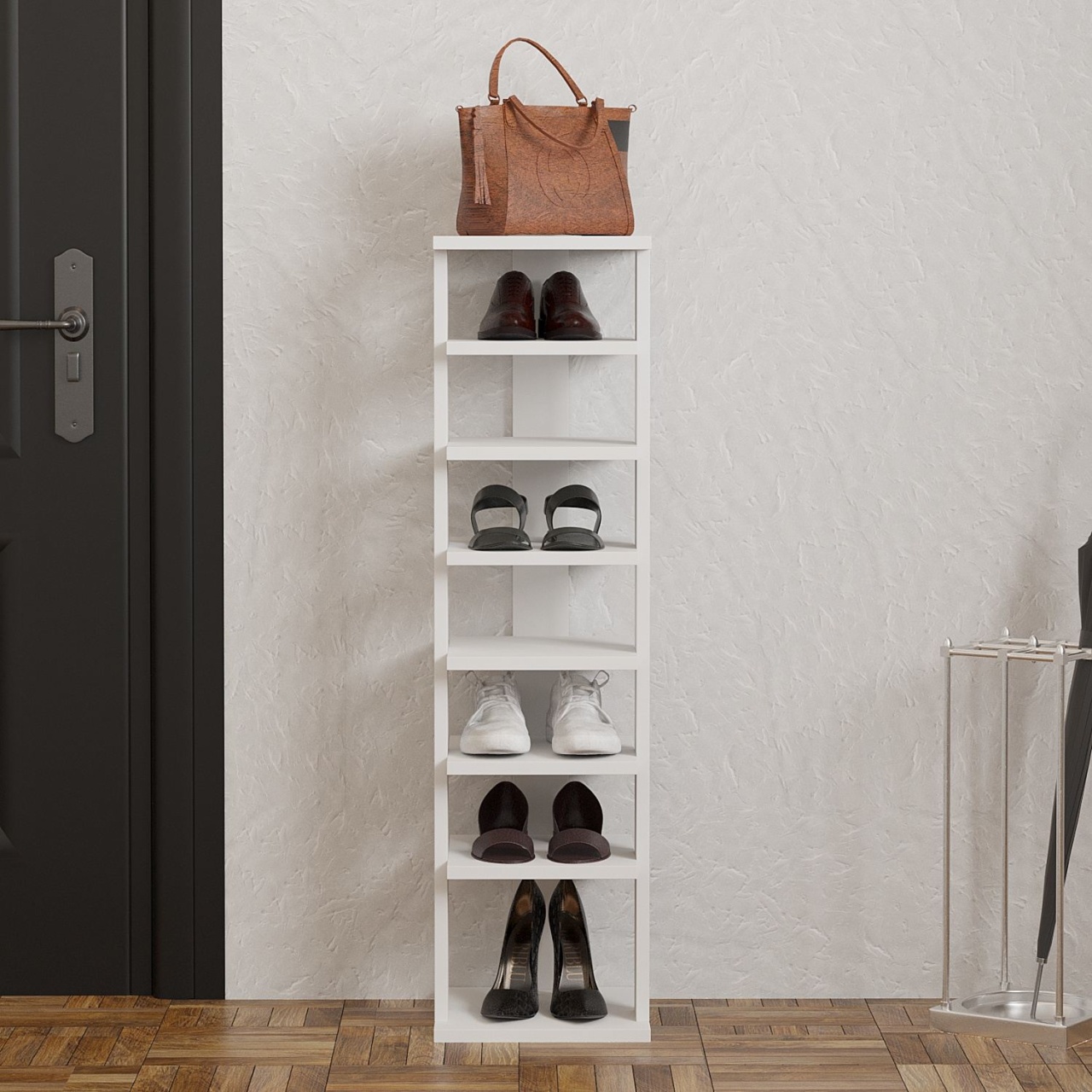 Dulap pentru pantofi, Ayka White, UnicUtil, Alb, Lățime: 29,6 cm, Înălțime: 110 cm, Adâncime: 29,6 cm - view 2