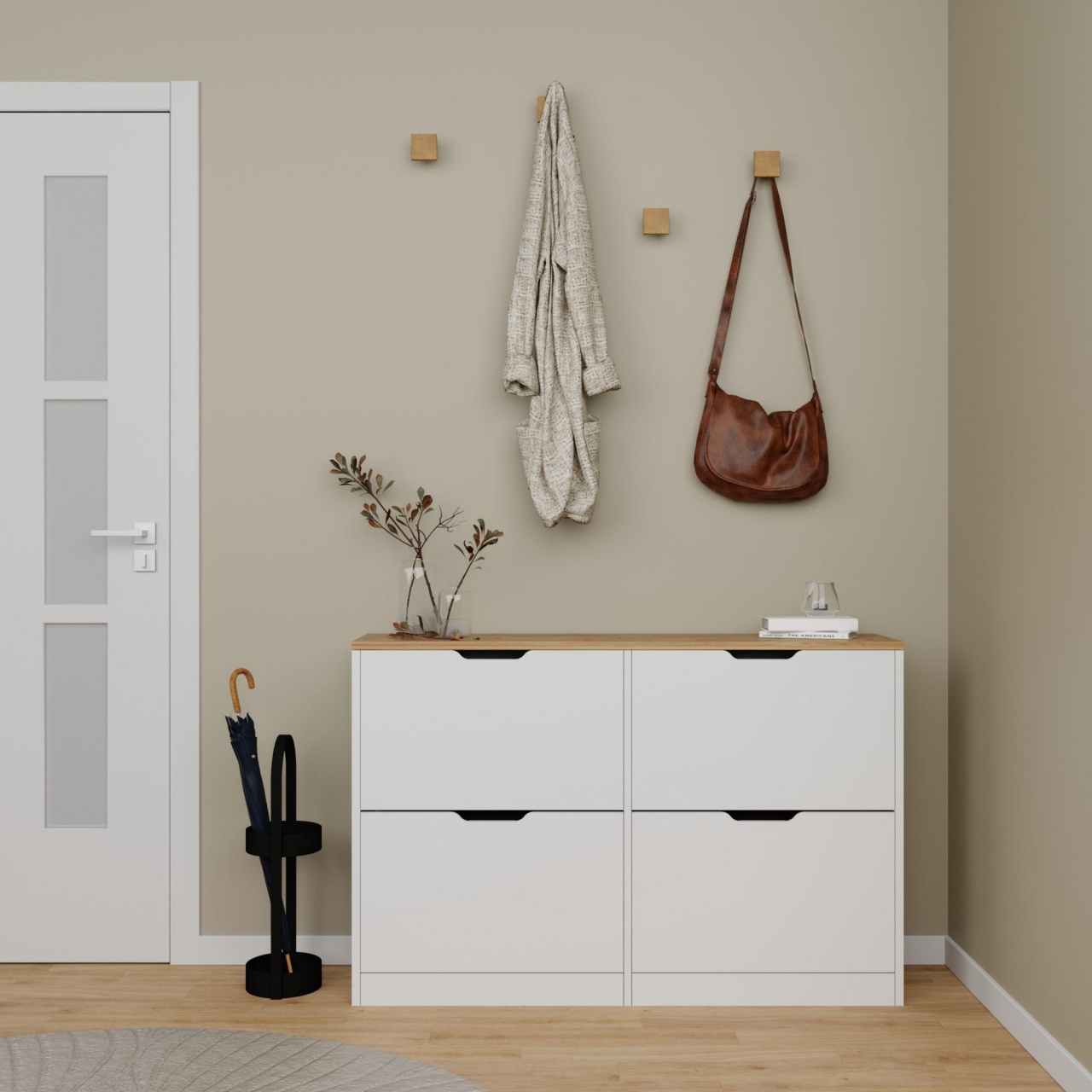 Dulap pentru pantofi, Duru 1600, UnicUtil, Alb mat, Lățime: 120,5 cm, Înălțime: 79,2 cm, Adâncime: 30 cm, 350MWD1205 - view 2