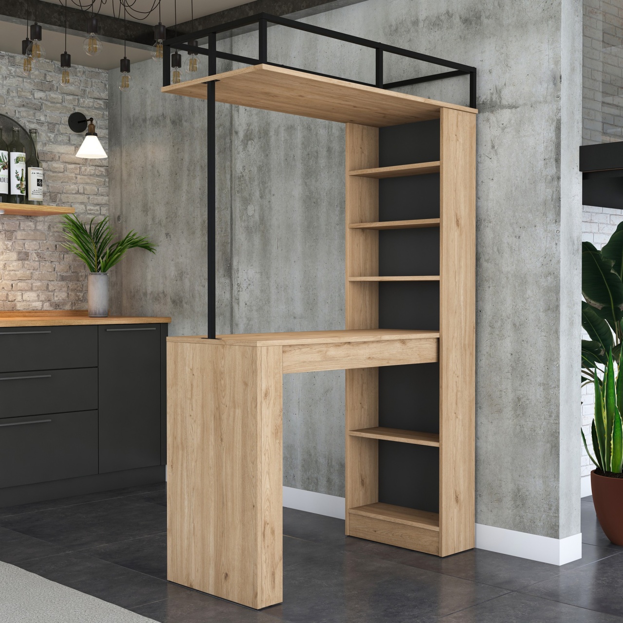 Masă de sufragerie, Ja117 3173, UnicUtil, Nuc-Negru, Lățime: 120 cm, Înălțime: 198,8 cm, Adâncime: 55,6 cm - imagine 9