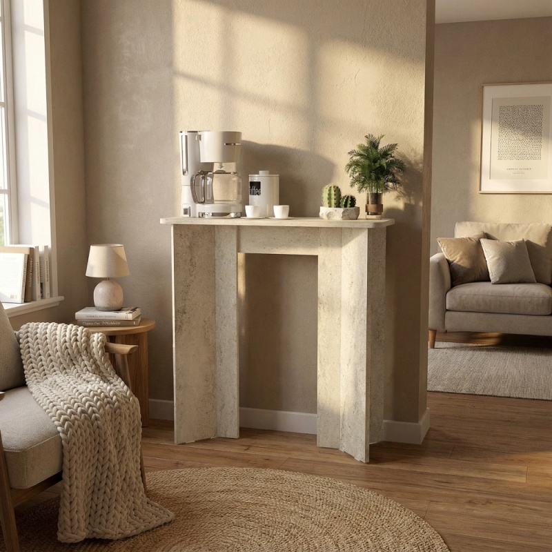 Masă decor, Mara Traverten Dresser, UnicUtil, Travertin, 90 cm - imagine 3