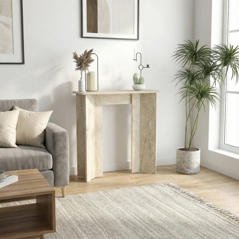 Masă decor, Mara Traverten Dresser, UnicUtil, Travertin, 90 cm - imagine 6