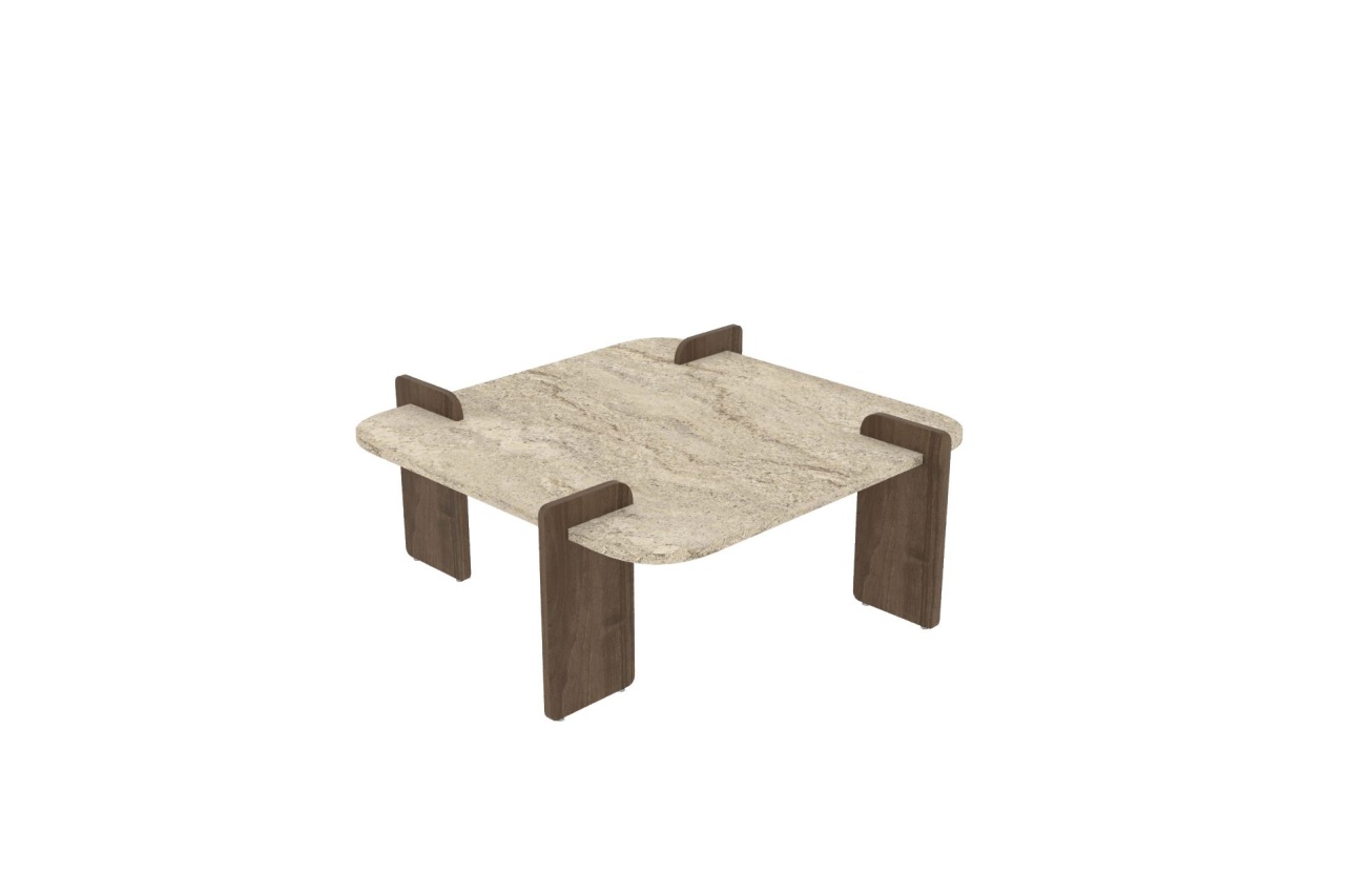 Măsuţă de cafea, Afrolli Travertine, UnicUtil, Travertin-Nuc, Lățime: 90 cm, Înălțime: 35 cm, Adâncime: 90 cm - imagine 2
