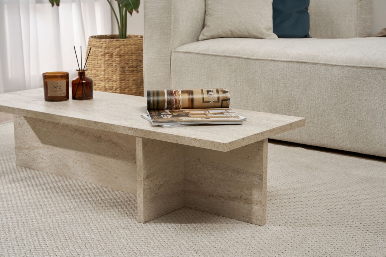 Măsuţă de cafea, Harbor Travertine, UnicUtil, Travertin, Lățime: 120 cm, Înălțime: 30 cm, Adâncime: 45 cm - view 4