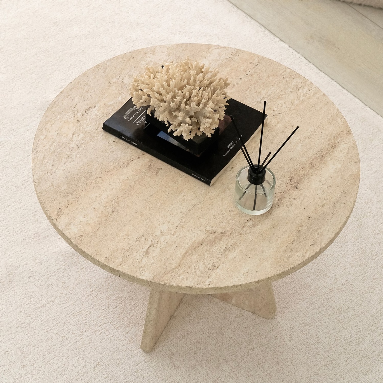 Măsuţă de cafea, Mushroom Design, UnicUtil, Travertin, Diametru: 60 cm, Înălțime: 40 cm - view 6