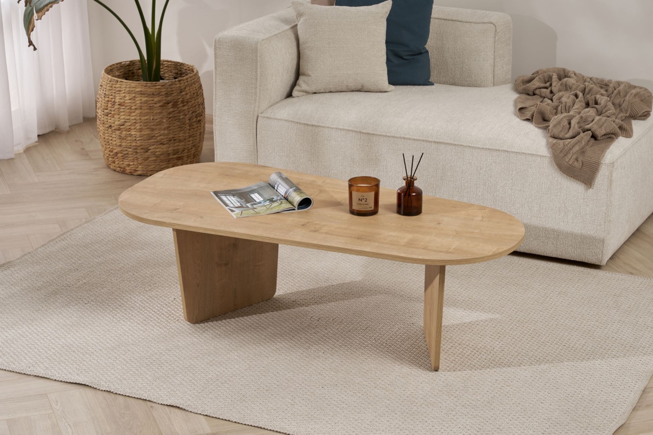 Măsuţă de cafea, Ovalis Oak, UnicUtil, Stejar, Lățime: 130 cm, Înălțime: 40 cm, Adâncime: 65 cm - view 4