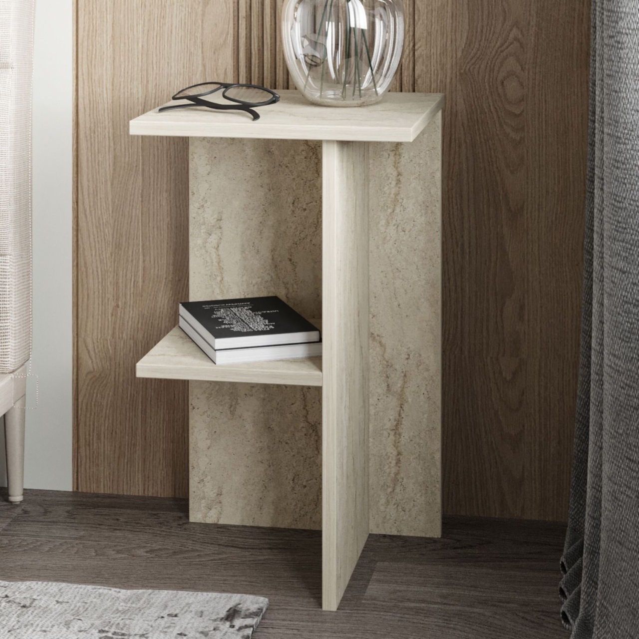 Noptieră, Leray Travertine, UnicUtil, Travertin, Lățime: 36 cm, Înălțime: 60 cm, Adâncime: 36 cm - view 4