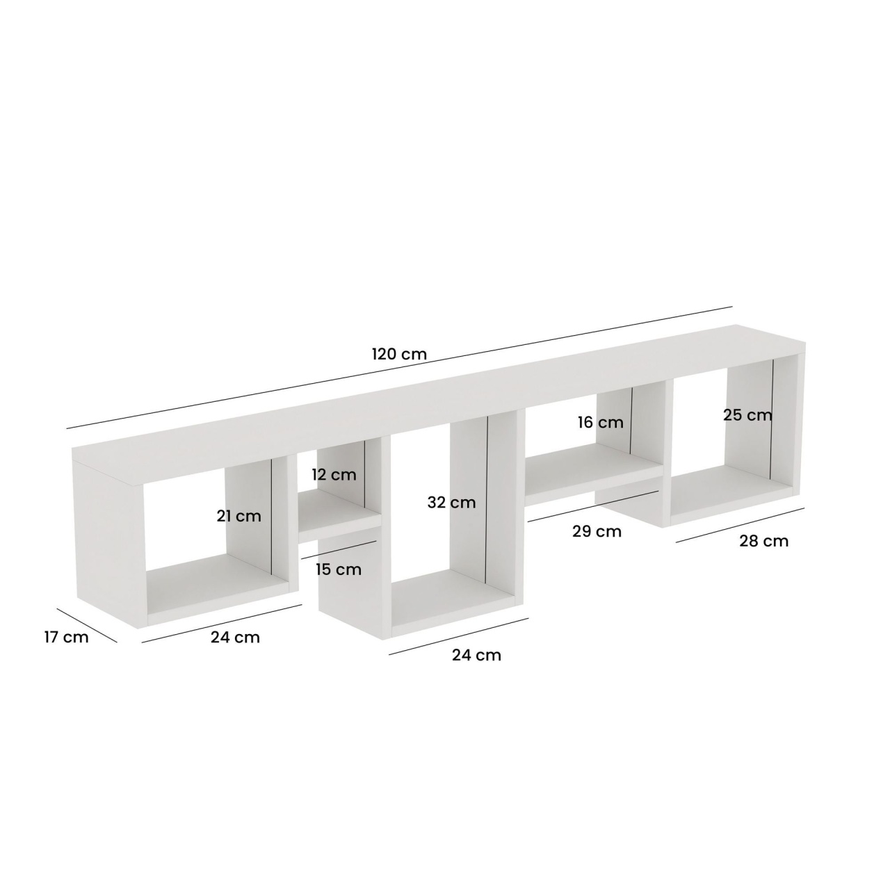 Rafturi perete, Classic Shelf, UnicUtil, 120 x 32 x 17 cm, Alb - 3 | YEO