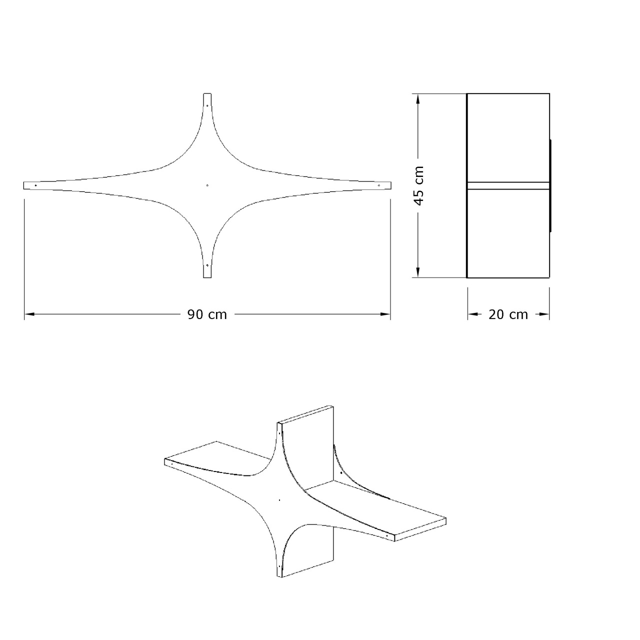 Rafturi perete, Iron Stand, UnicUtil, 90 x 45 x 20 cm, Negru Alb - 2 | YEO