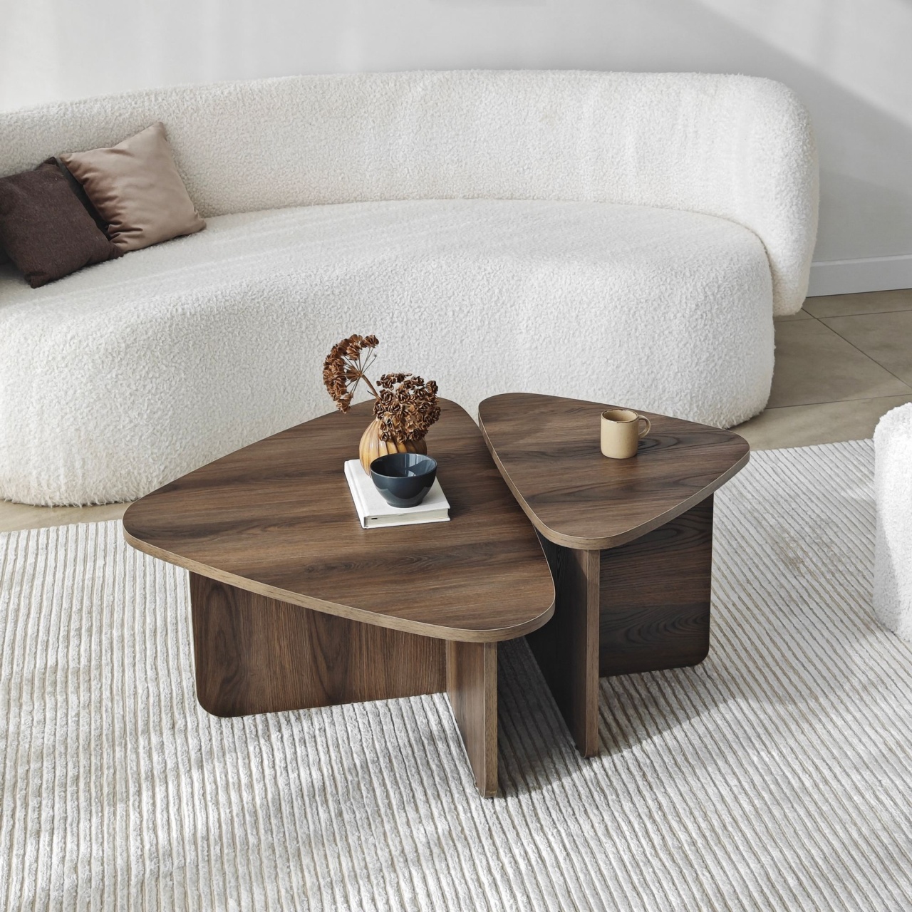 Set de măsuțe de cafea, Ballare Set, UnicUtil, Nuc, Lățime: 90 cm, Înălțime: 35 cm, Adâncime: 60 cm - view 3