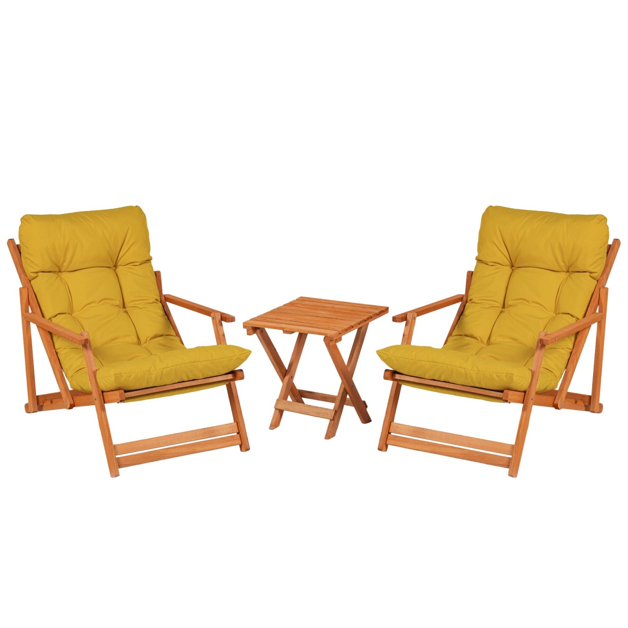 Set Gradina - Masa si Scaune (3 Bucati), Bundle echo, UnicUtil, Culoarea Galben Natural - 1 | YEO