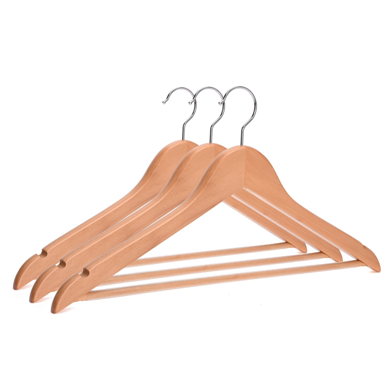 Umeraș de lux din lemn masiv cu cârlig rotativ, grosime 2 cm, ultra-rezistent, Natur, 1 bucata - imagine 6