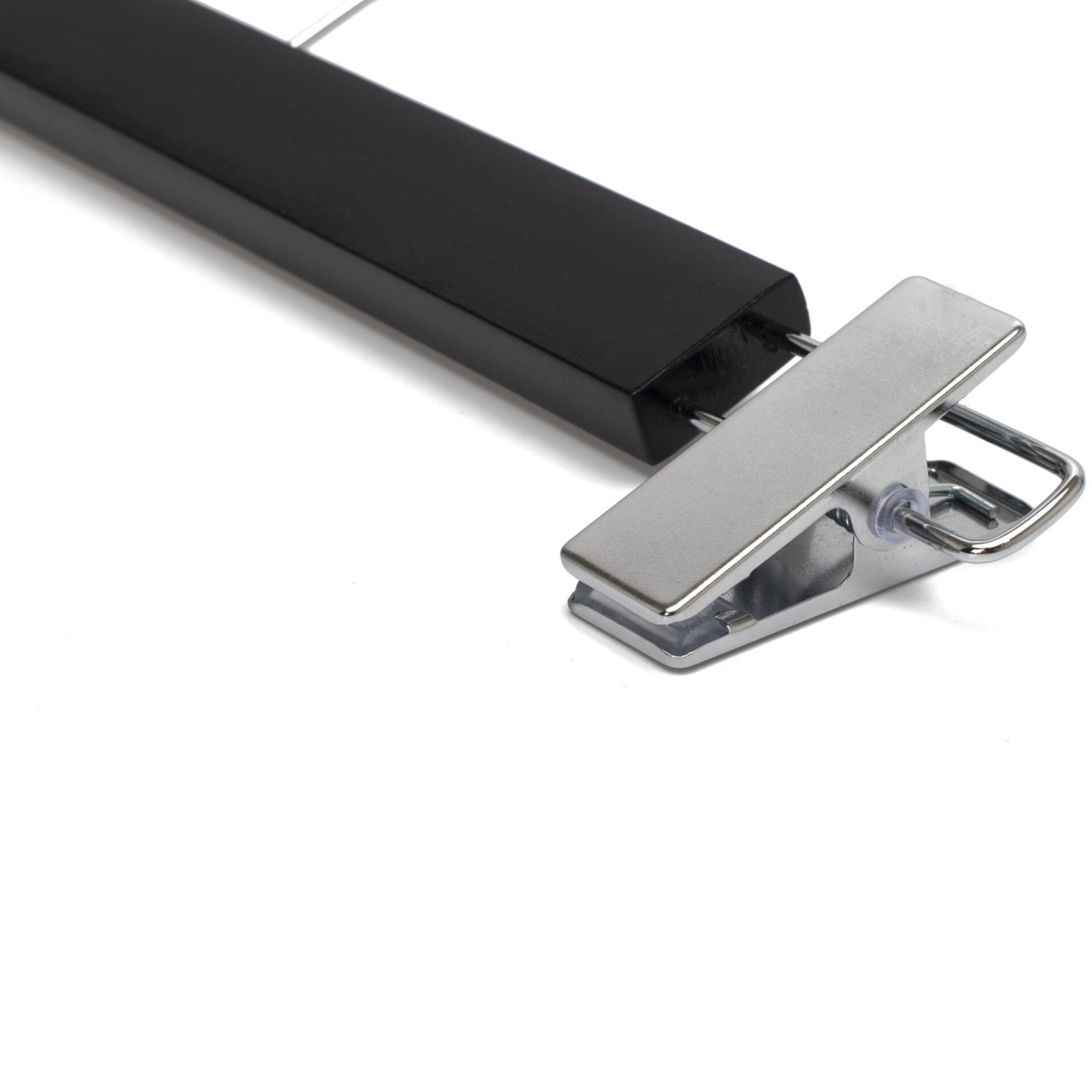 Umeraș din lemn cu clipsuri metalice, pentru pantaloni, Negru, 1 bucata - imagine 7