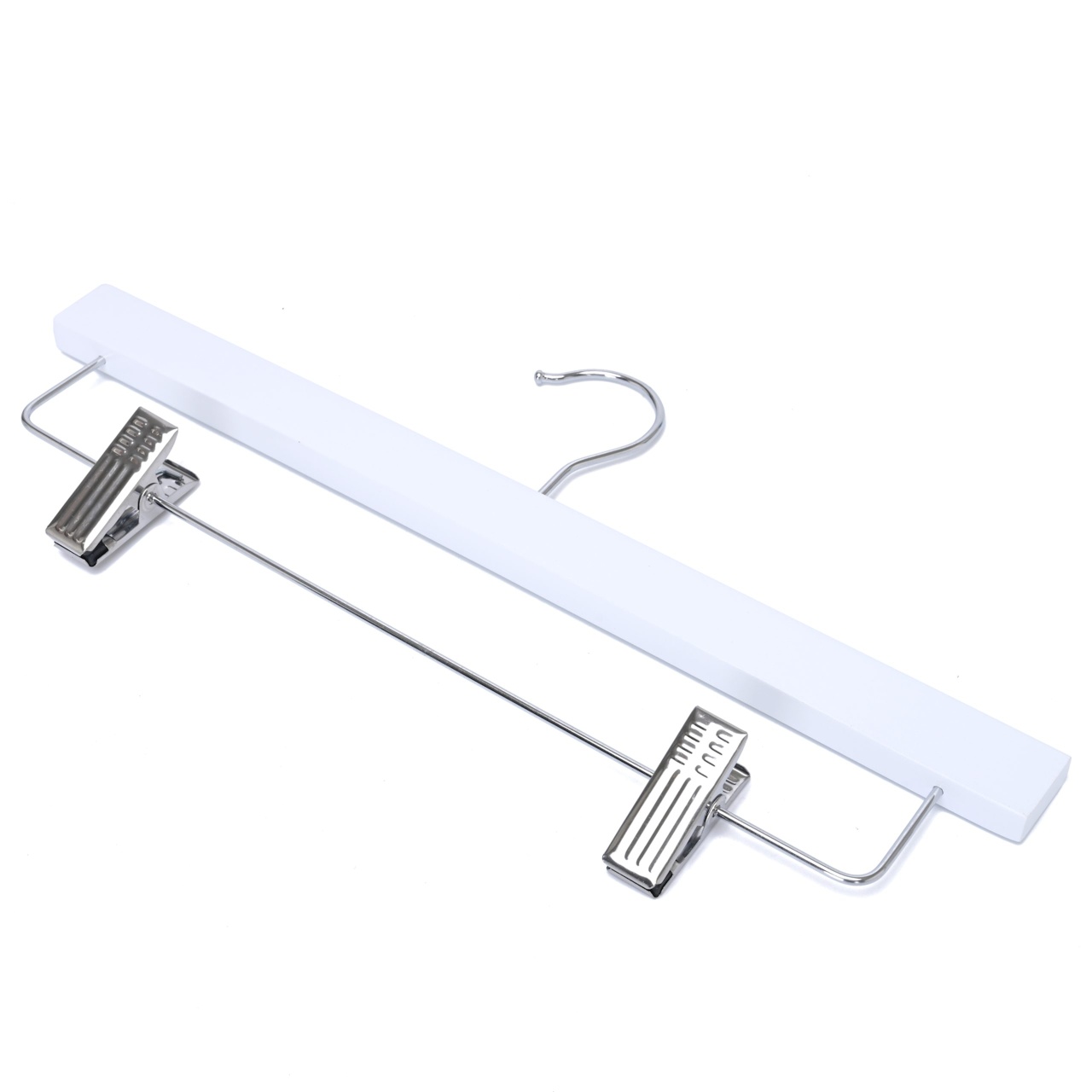 Umeraș din lemn cu clipsuri pentru pantaloni si fuste, Alb, 1 bucata - imagine 4