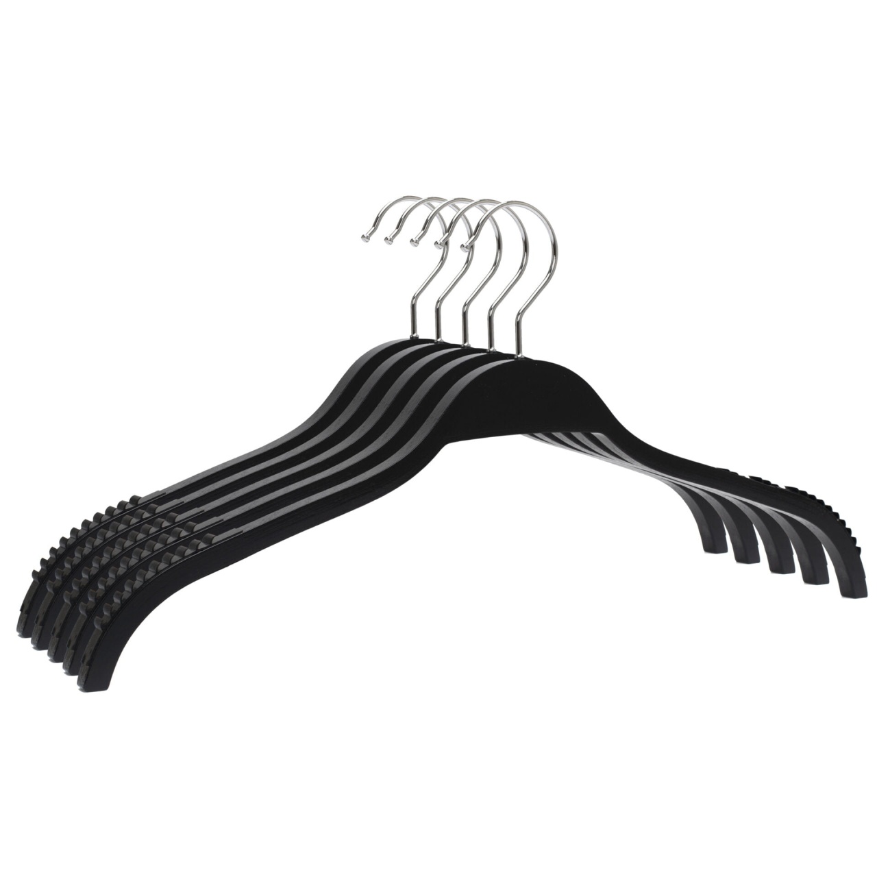 Umeraș din lemn, cu margini de cauciuc anti-alunecare si design modern, Negru, 1 bucata - imagine 5