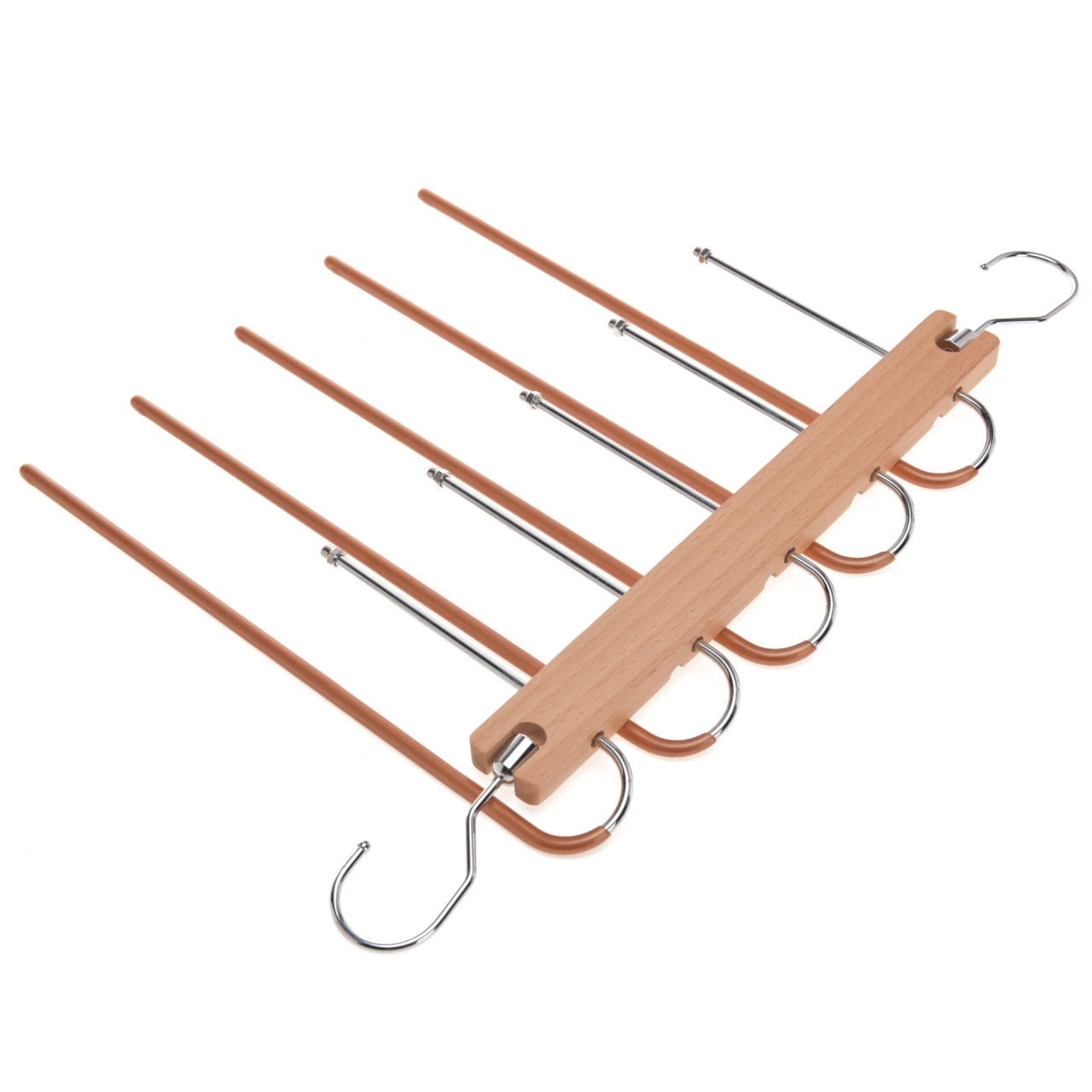 Umeraș pliabil din lemn, cu 5 brate, Natur, 1 bucata - imagine 5