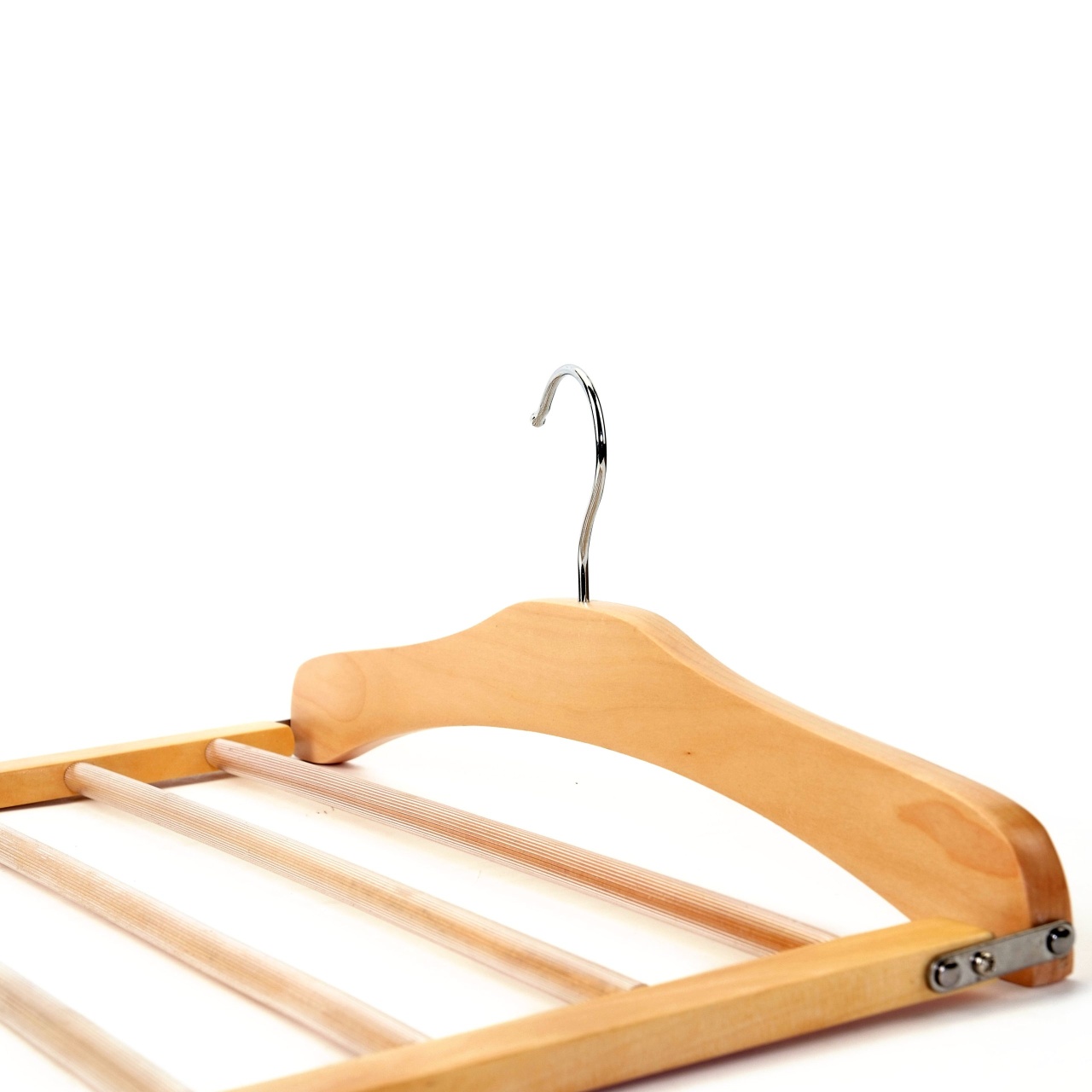 Umeraș pliabil din lemn, Multifunctional, Natur, 1 bucata - imagine 5