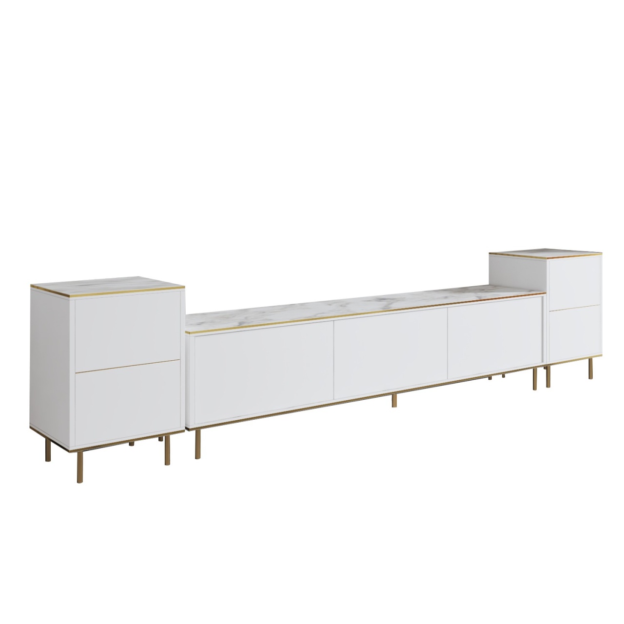 Unitate TV, Imaj Marble, UnicUtil, Marmură albă-Auriu, Lățime: 180 cm, Înălțime: 45,2 cm, Adâncime: 35 cm - view 5