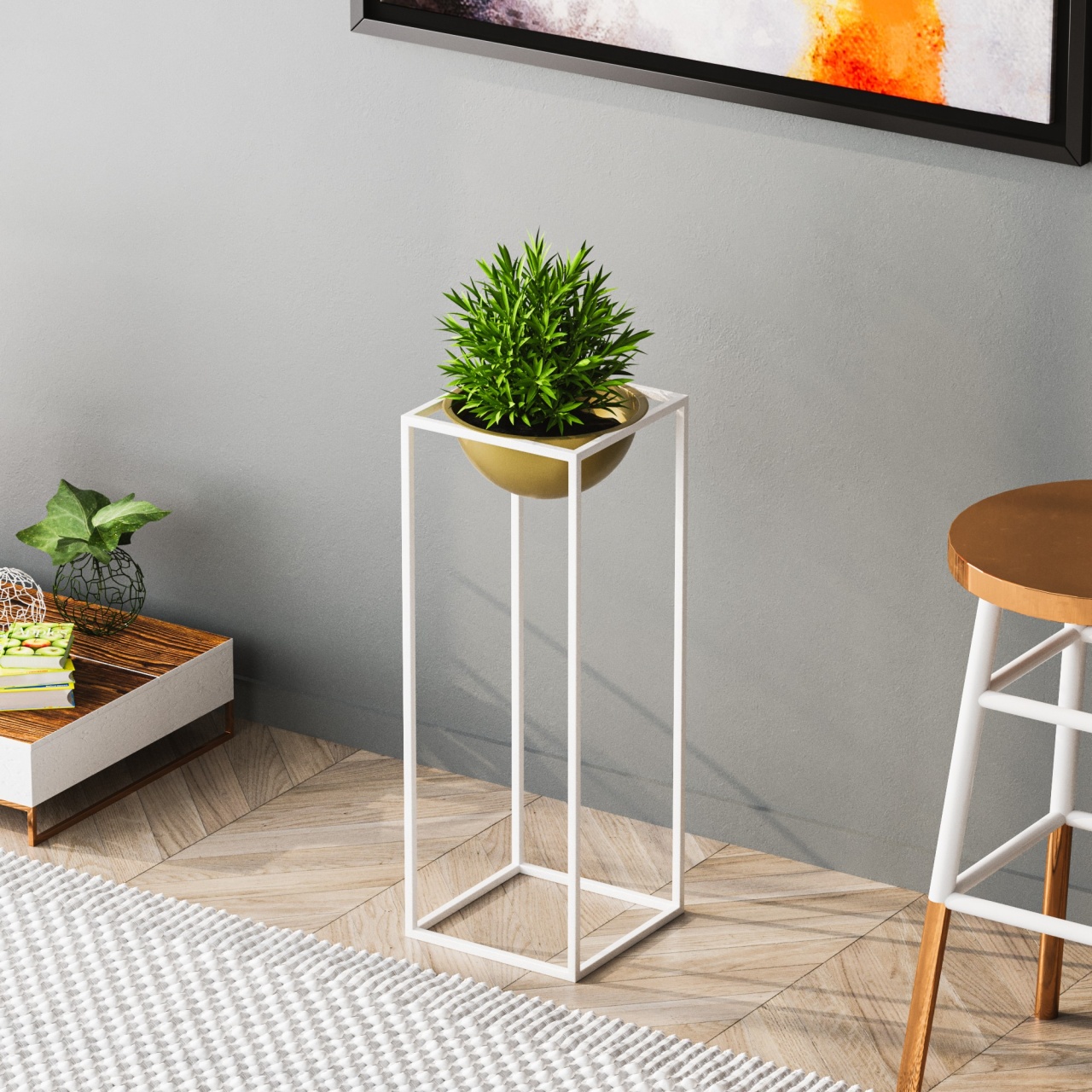 Vas Decorativ, Leaf shade, UnicUtil, Culoarea Alb Auriu - 2 | YEO