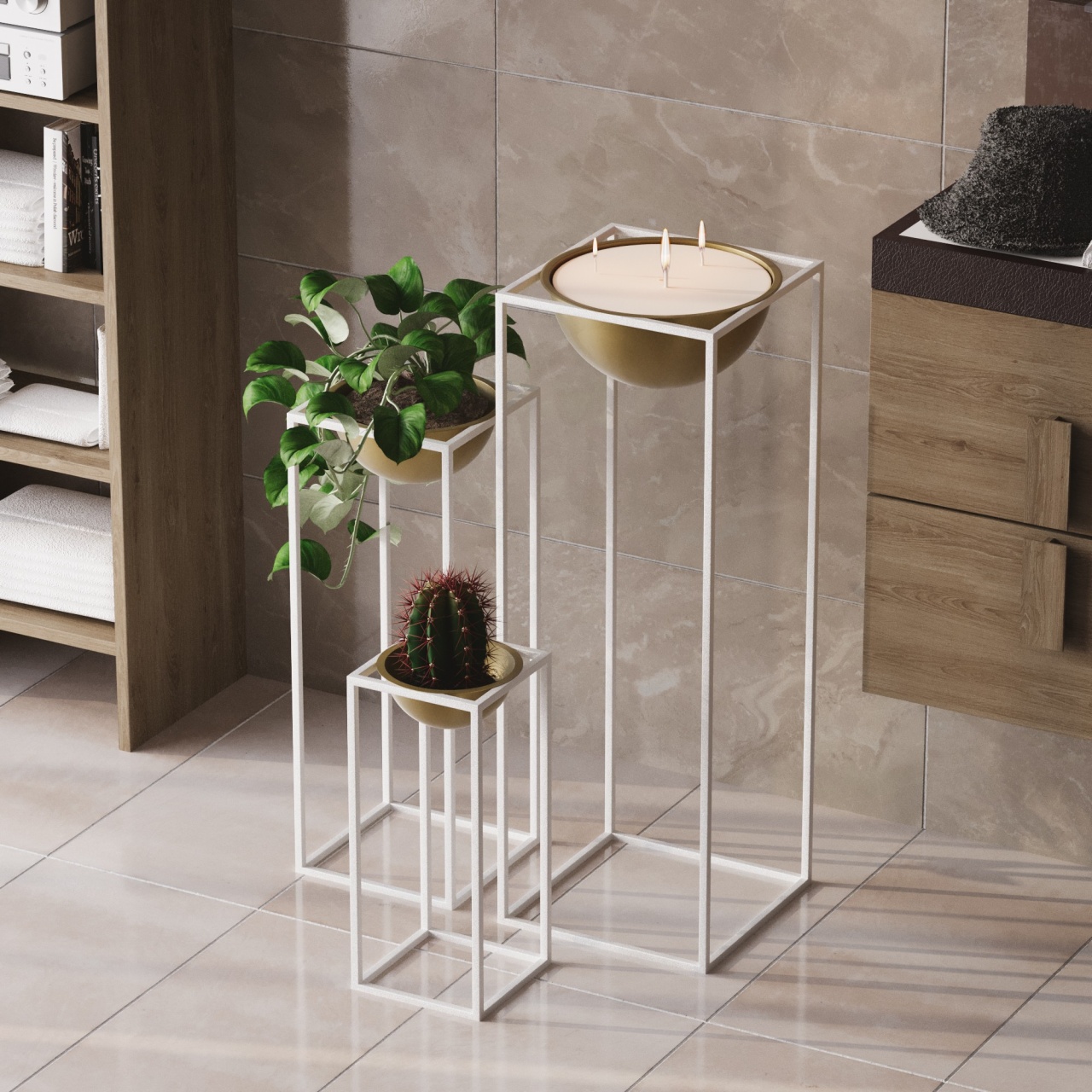 Vas Decorativ, Mist peak, UnicUtil, Culoarea Alb Auriu - 1 | YEO