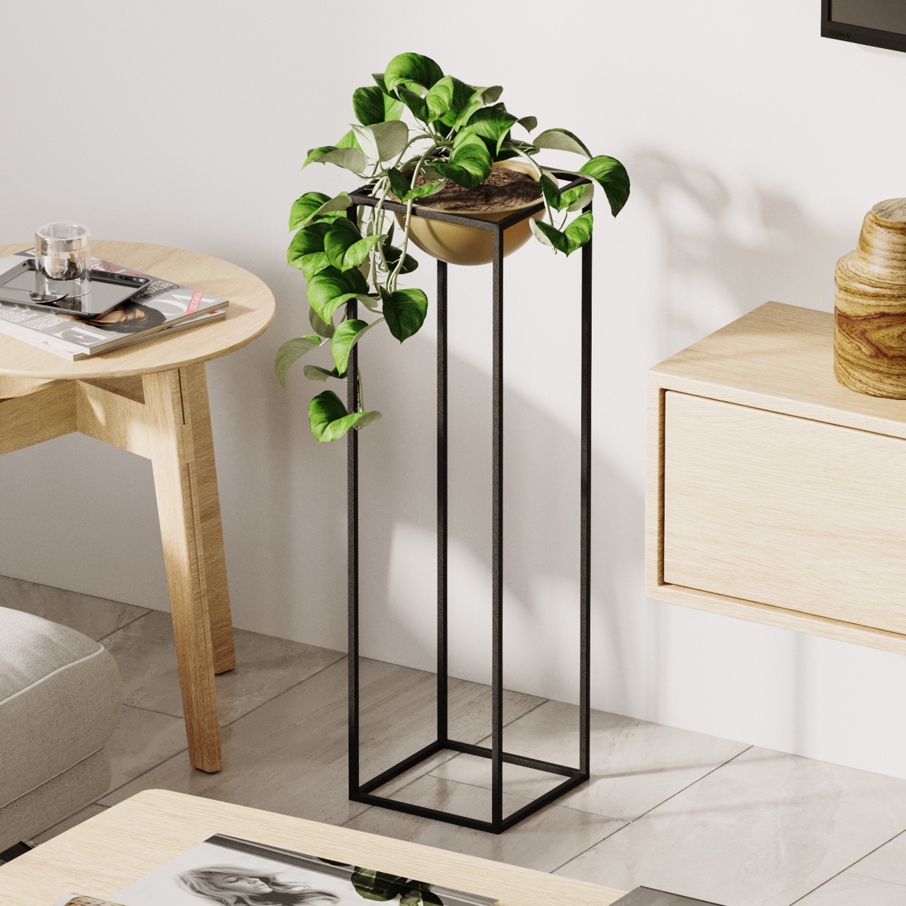Vas Decorativ, Vine wave, UnicUtil, Culoarea Negru Auriu