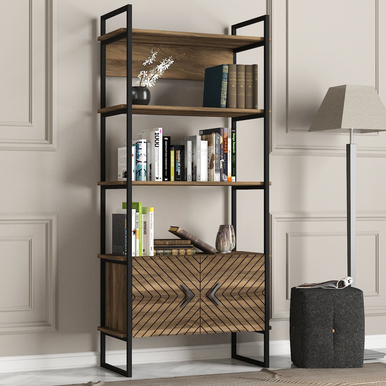 Biblioteca, Geometric Style, UnicUtil, 82 x 39 x 180 cm, Maro - imagine 2