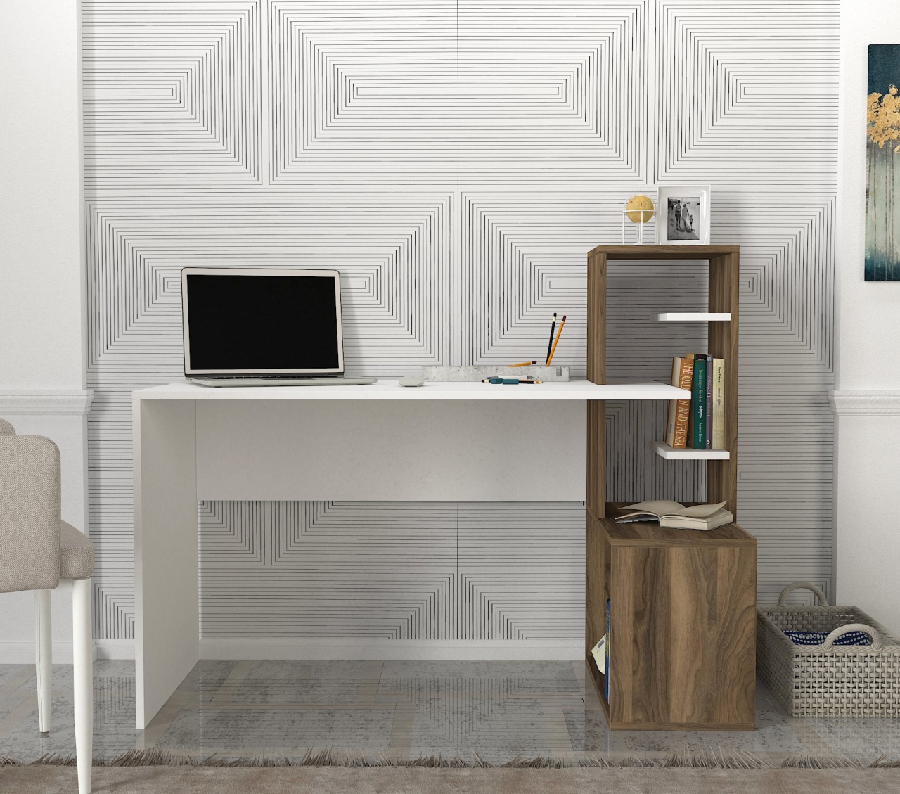 Birou, Dynamic Shape, UnicUtil, 120 x 60 x 106.8 cm, Alb si Maro, UUDESK32