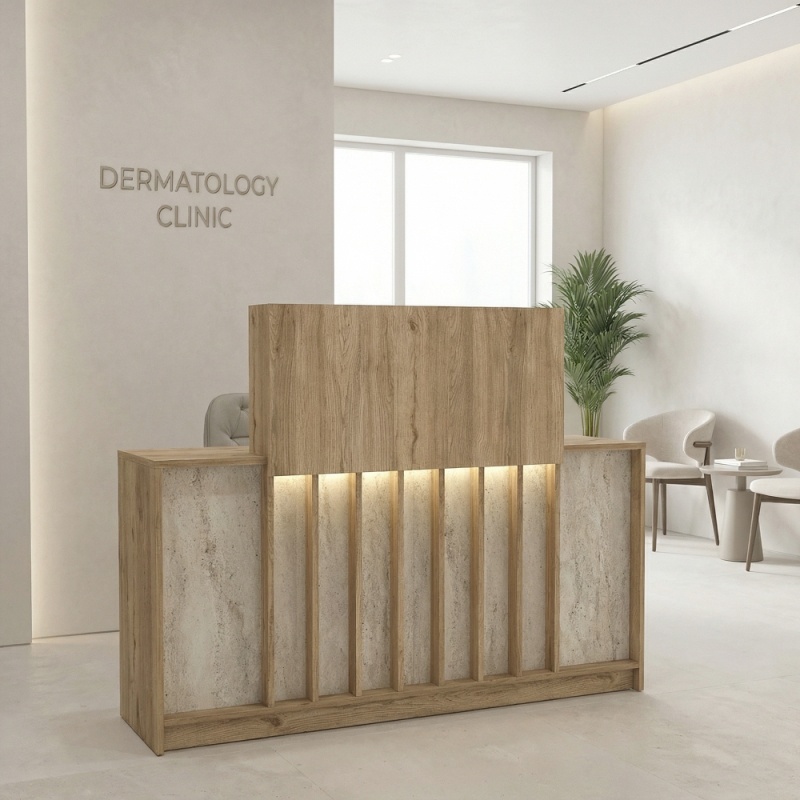 Birou recepție, Welcome Davis, UnicUtil, Bej-Travertin, 150 cm - imagine 5