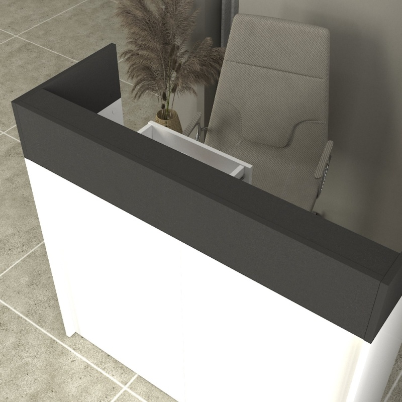 Birou recepție, Wilko LED Front Desk, UnicUtil, Alb-Gri, 110 cm - imagine 5