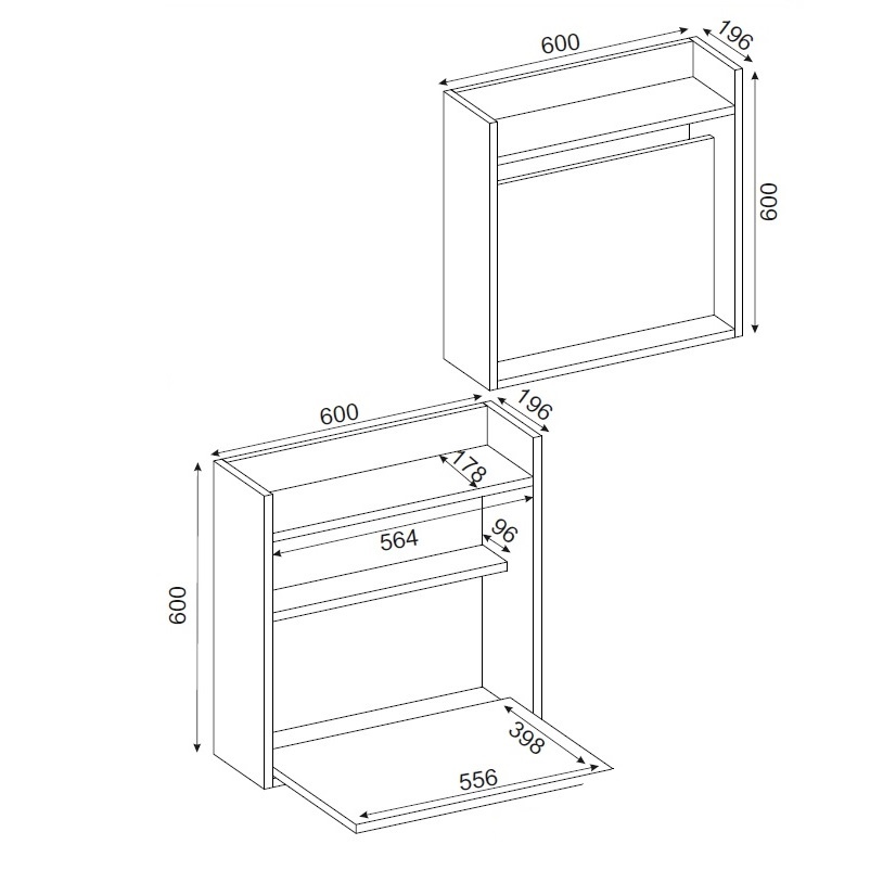 Birou, Wall Fold, UnicUtil, 60 x 19.6 x 60 cm, Alb și Maro - imagine 2