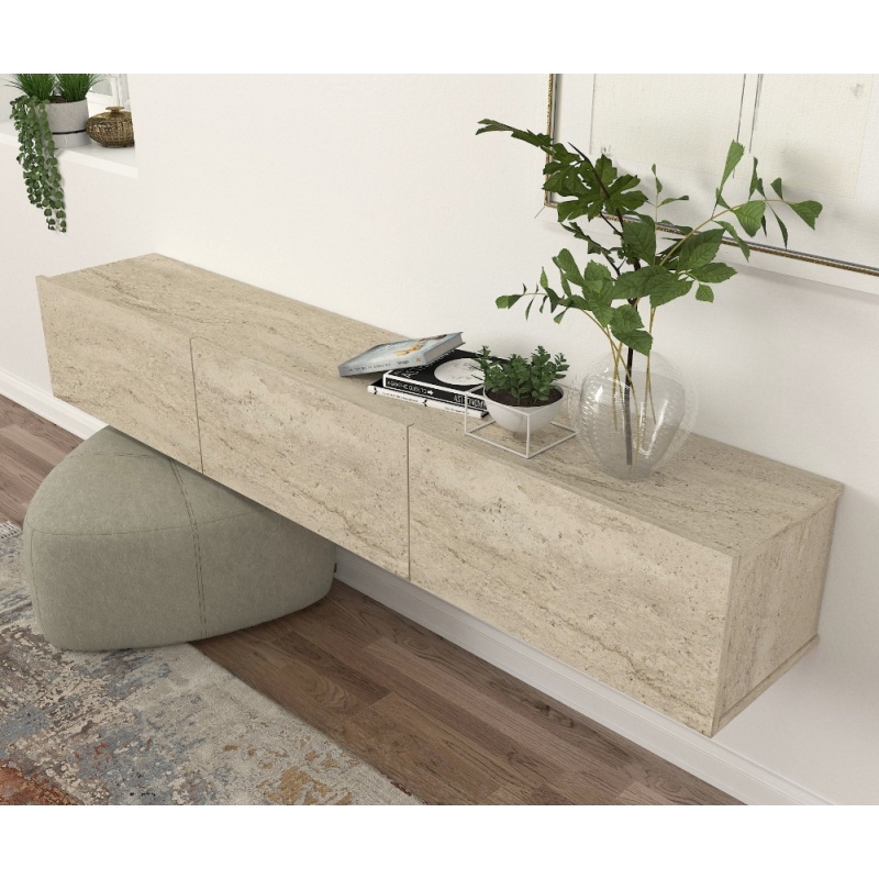 Comodă TV Damla, UNICUTIL, finisaj travertin pentru living modern - imagine 5