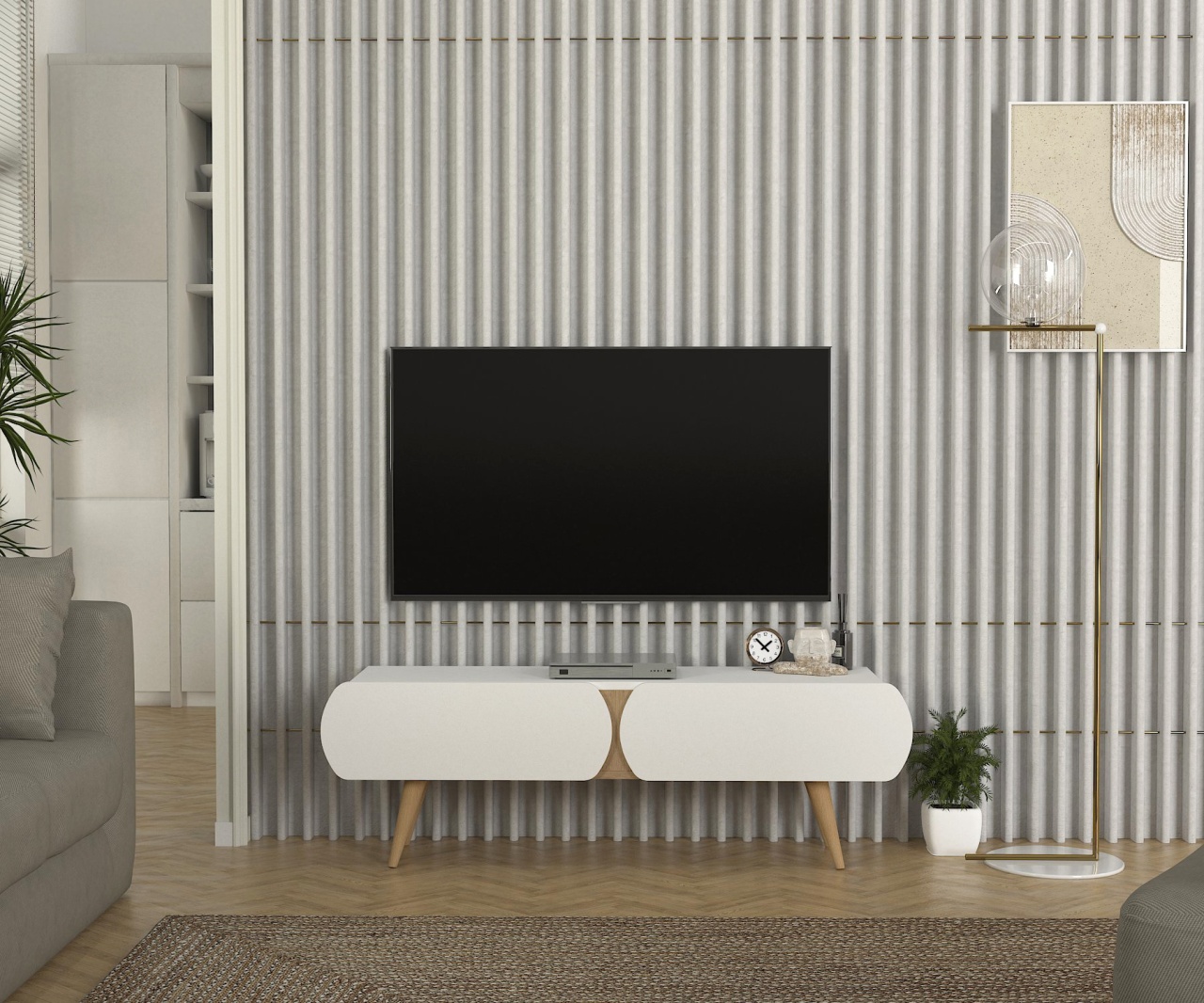 Comoda TV, Elegant Point, UnicUtil, Alb-Crem, UUTVU34