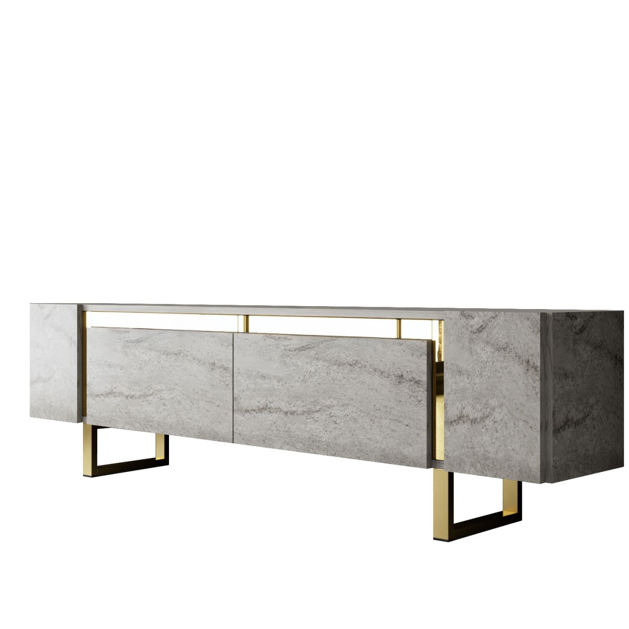 Comoda TV, Yildiz Travertine, UnicUtil, Travertin-Auriu,Lățime: 180 cm, Înălțime: 50 cm, Adâncime: 30 cm - imagine 6