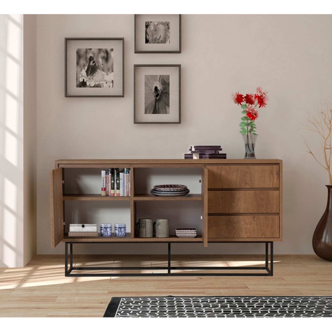 Consolă, Ruba Design, UnicUtil, Nuc-Negru, Lățime: 140 cm, Înălțime: 72 cm, Adâncime: 36 cm - view 2