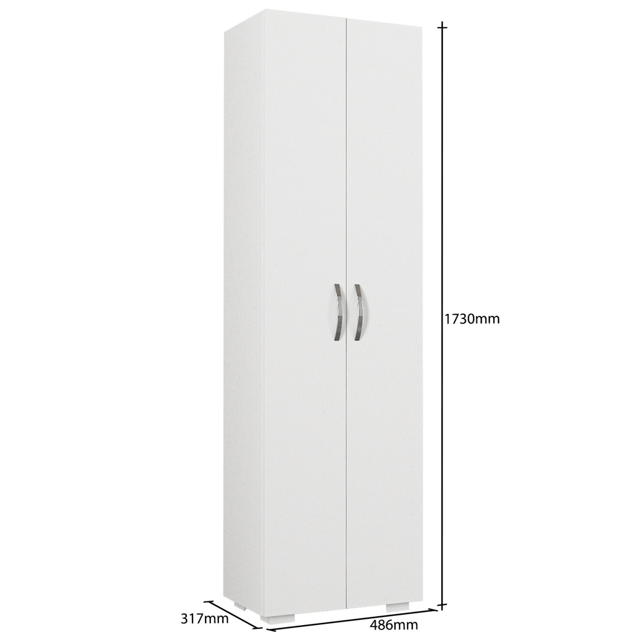 Dulap de bucătărie din pal melaminat Abel, alb – design modern și funcțional pentru organizare eficientă, 48.6 x 31.4 x 173 cm, UUORG56 - 3 | YEO